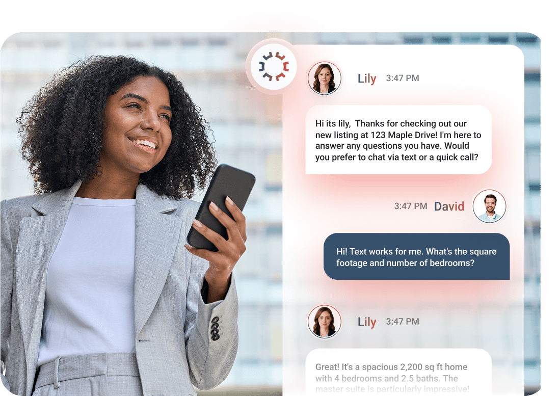 Agent Legend SMS conversation on mobile