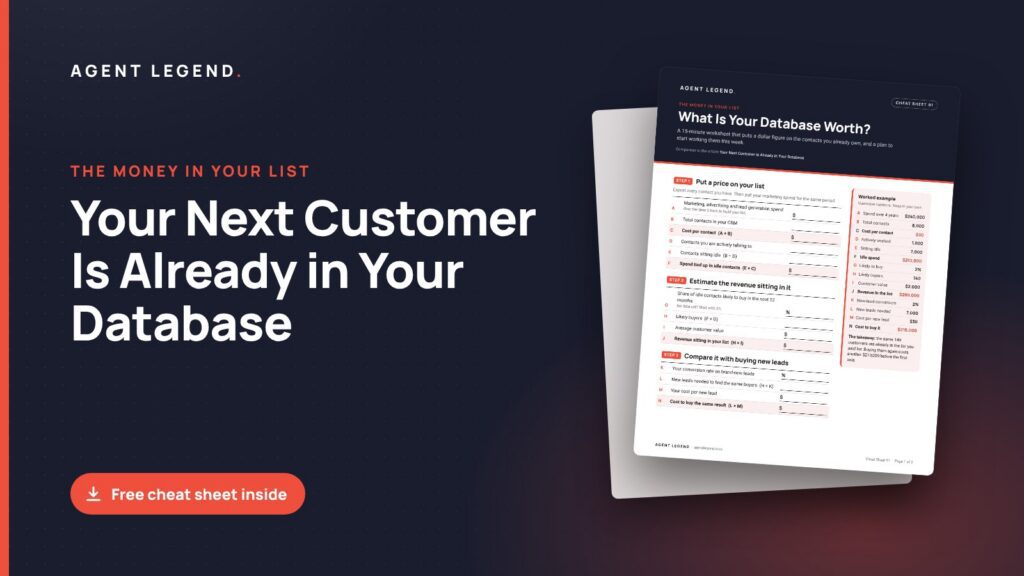 Your Next Customer Is Already in Your Database, with a preview of the free cheat sheet