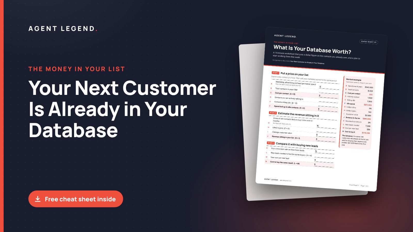 Your Next Customer Is Already in Your Database, with a preview of the free cheat sheet